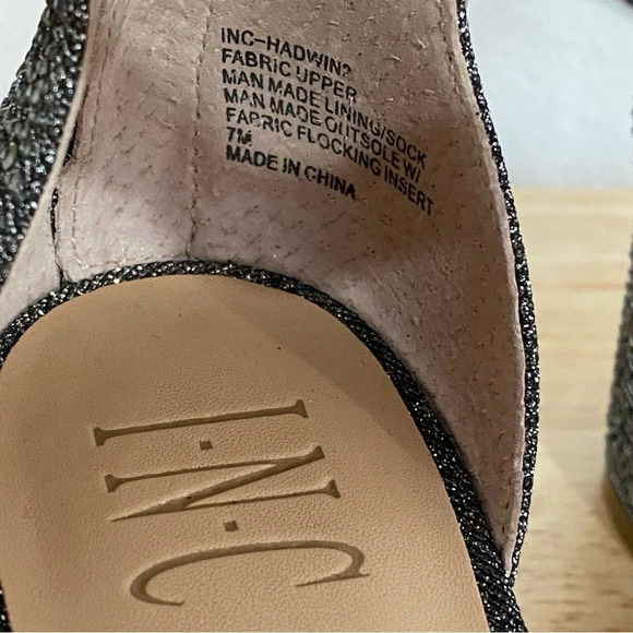 INC Hadwin Scallop Ankle Strap Block-heel Sandals 7 Sparkle Crystal Jeweled - Picture 3 of 9